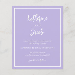 Budget Lavender Modern Wedding Invitation