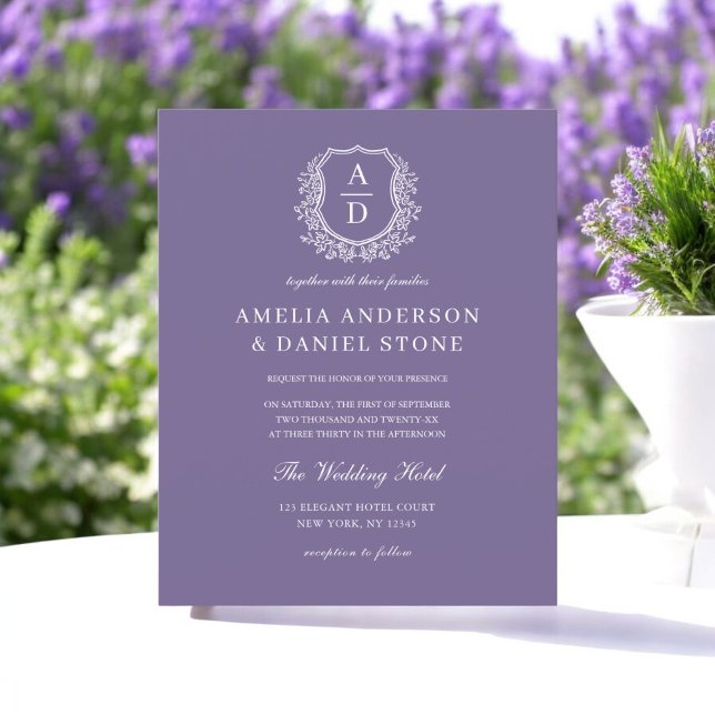 Budget Lavender Purple Crest Wedding Invitation Flyer (Creator Uploaded)