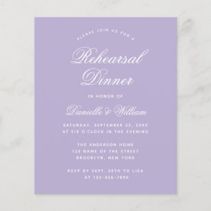 Budget Lavender Purple Rehearsal Dinner Invitation