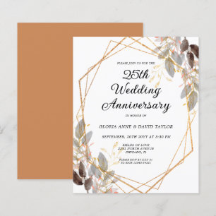 Budget Leafy Gold Wedding Anniversary Invitation