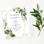 Budget Leaves & Eucalyptus Gold Wedding<br><div class="desc">** SATIN PAPER IS PAPER THIN. UPGRADE THE PAPER FOR A THICKER PAPER. HAS AN OPTION FOR ENVELOPES. *** Save money on invitations with this smaller invitation that has an option for envelopes. Get your guests ready for the amazing wedding with your Leaves & Eucalyptus Gold Wedding invitation. Want a...</div>