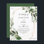 Budget Leaves & Eucalyptus Gold Wedding - Green<br><div class="desc">** SATIN PAPER IS PAPER THIN. UPGRADE THE PAPER FOR A THICKER PAPER. HAS AN OPTION FOR ENVELOPES. *** Save money on invitations with this smaller invitation that has an option for envelopes. Get your guests ready for the amazing wedding with your Leaves & Eucalyptus Gold Wedding invitation. Want a...</div>