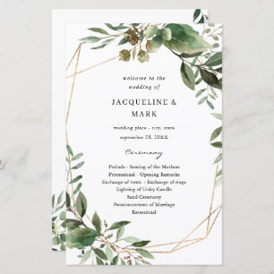 Budget Leaves & Eucalyptus Wedding Program MEDIUM