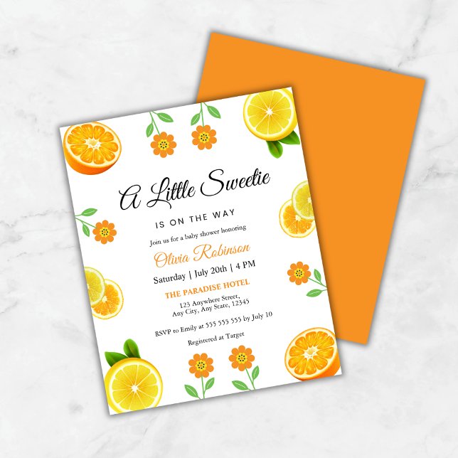 Budget Lemon Citrus Baby Shower Invite  (Budget Lemon Orange Citrus Botanical Baby Shower Invitation  )