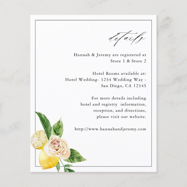 Budget Lemon Floral Details Flyer (Front)