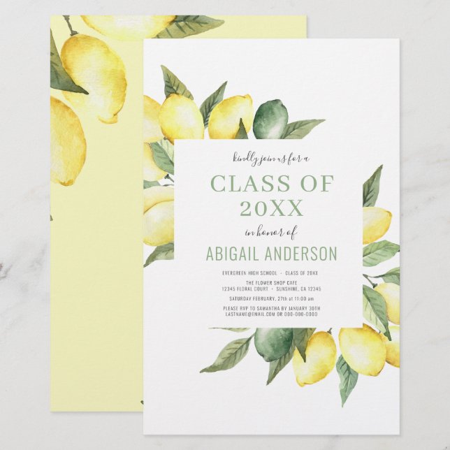 Budget Lemon Modern Class of 2023 Invitation (Front/Back)