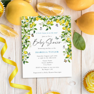 Budget Lemon Watercolor Baby Shower Invitation