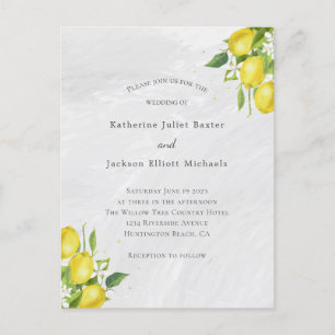 Budget Lemons QR Code Wedding Invitation Postcard