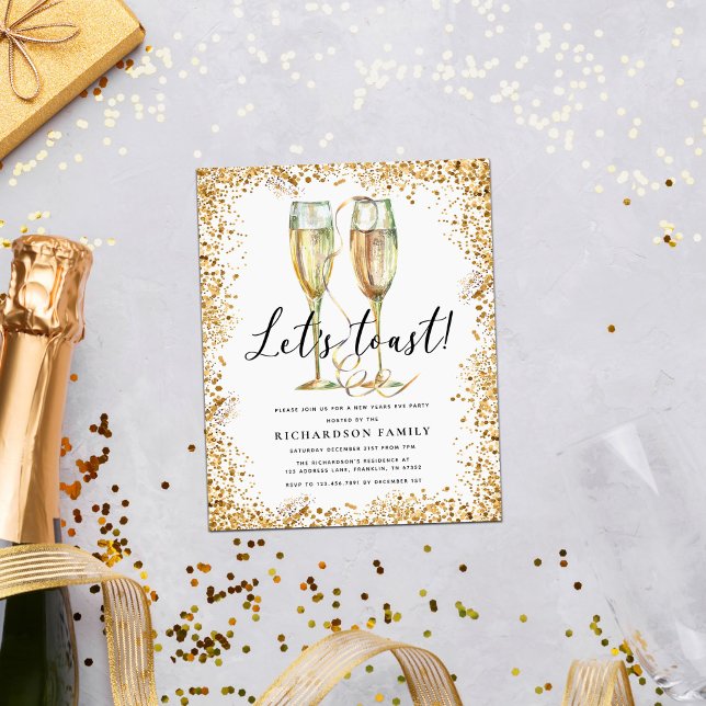 Budget Let’s Toast New Year Party Invitation Flyer (Creator Uploaded)