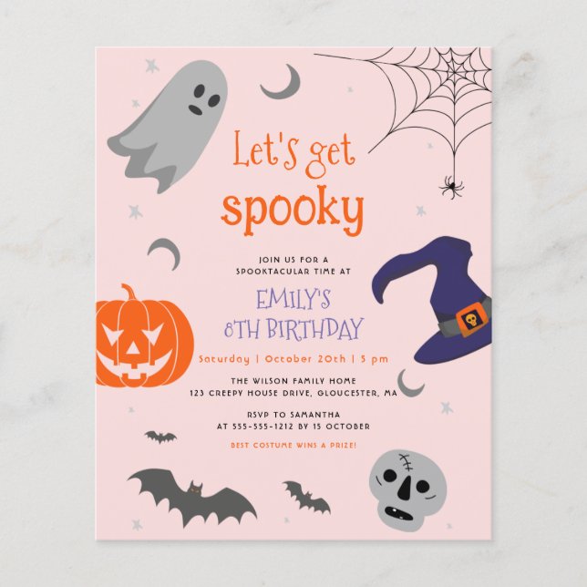 Budget Let's Get Spooky Halloween Cute Birthday (Front)