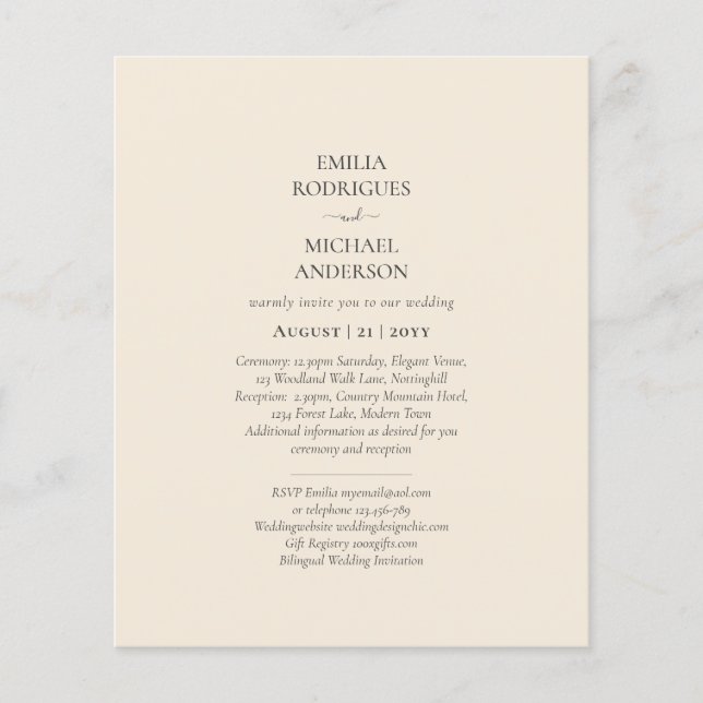 BUDGET Light BEIGE Monochrome Wedding Flyer (Front)