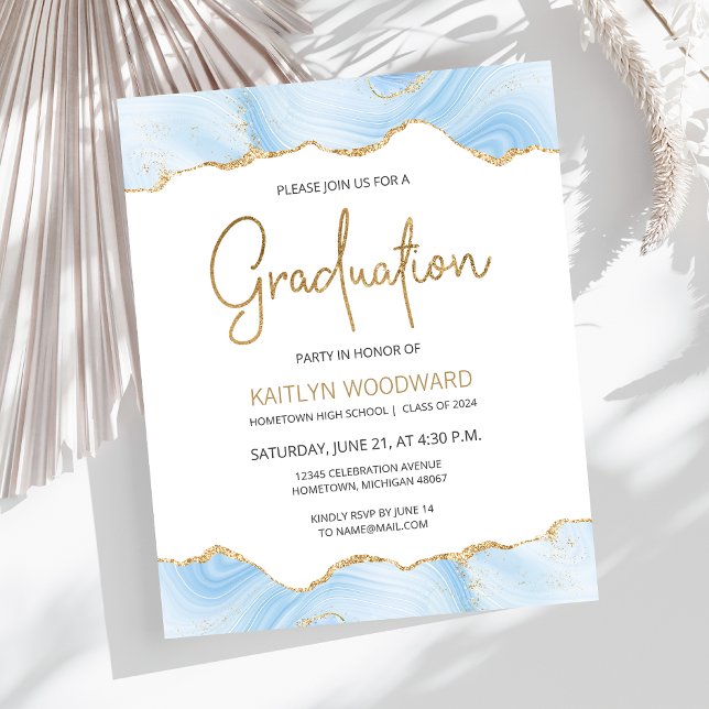 Budget Light Blue Agate Graduation Party Invite (Creator Uploaded)