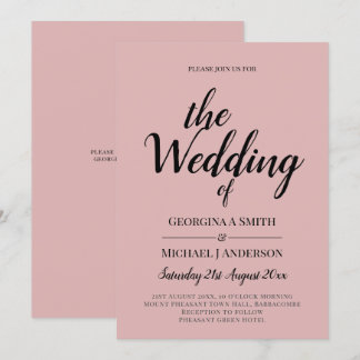 BUDGET Light Dusty Rose Pink Monochrome Wedding Invitation