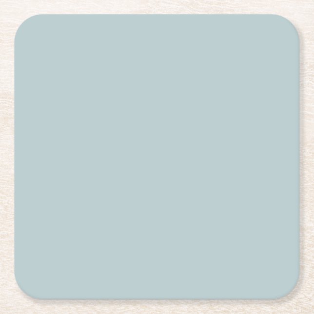 BUDGET Light Sage Green Monochrome Wedding Square Paper Coaster (Front)