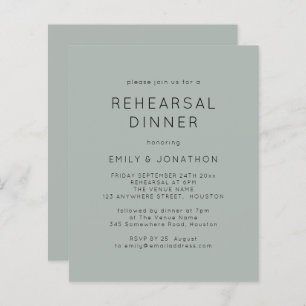Budget light Sage Rehearsal Dinner Wedding Invite