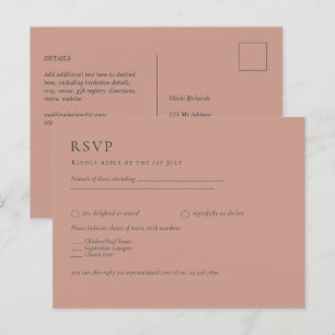 BUDGET Light Terracotta Monochrome WEDDING Postcard