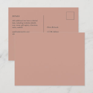 BUDGET Light Terracotta Monochrome WEDDING Postcard