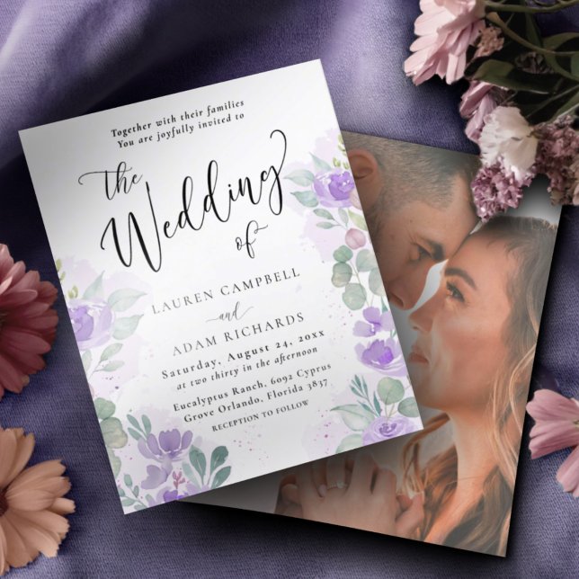 Budget Lilac Floral & Botanical Wedding Invitation (Creator Uploaded)