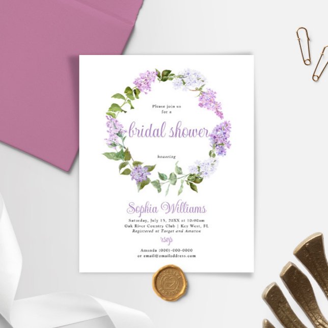 Budget Lilac Flowers Bridal Shower Invitation (Creator Uploaded)