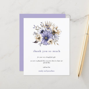 Budget Lilac Watercolor Florals Wedding Thank You