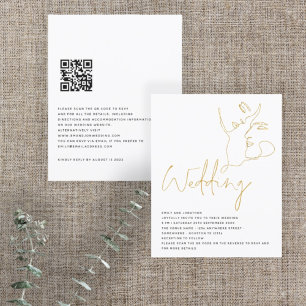 BUDGET Line Art Faces Silver Glitter QR Wedding