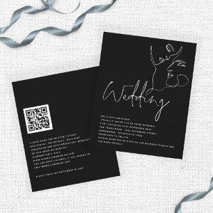BUDGET Line Art Faces White Black QR Wedding
