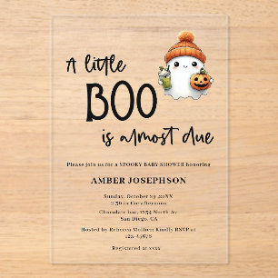 Budget Little Boo Halloween Baby Shower  Acrylic Invitations