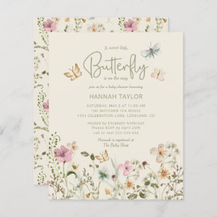 Budget Little Butterfly Girl Baby Shower Invite