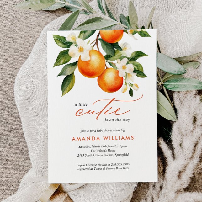 Budget Little Cutie Orange Clementine Baby Shower Invitation (Creator Uploaded)