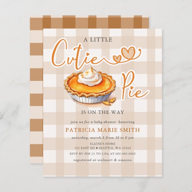 Budget Little Cutie Pie Pumpkin Pie Baby Shower (Front/Back)