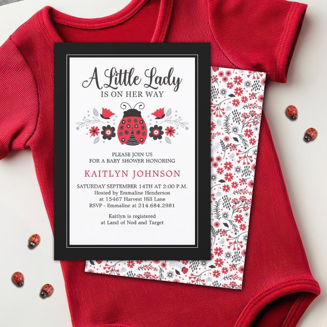 Budget Little Lady Ladybug Baby Shower Invitation (A little lady girl's baby shower invitation featuring a cute ladybug )
