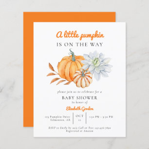 Budget Little Pumpkin Baby Shower Elegant Simple