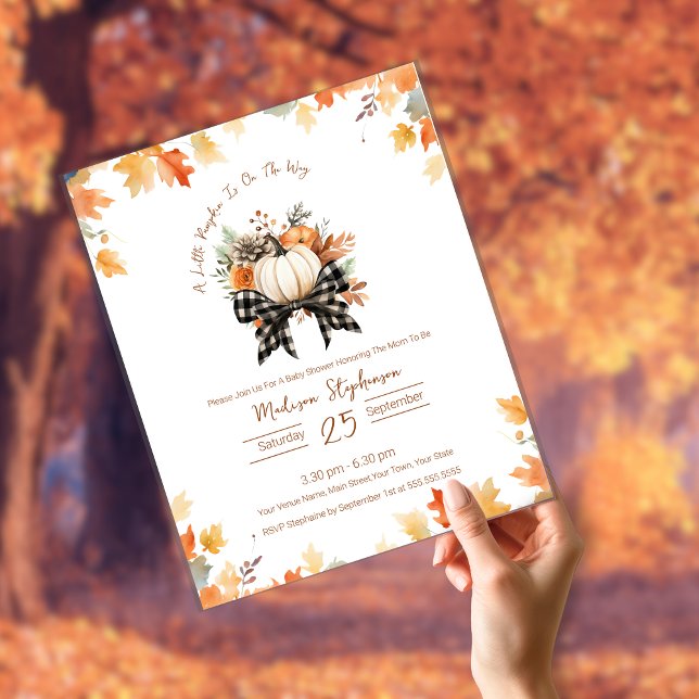 Budget Little Pumpkin Baby Shower Floral & Plaid  (Creator Uploaded)