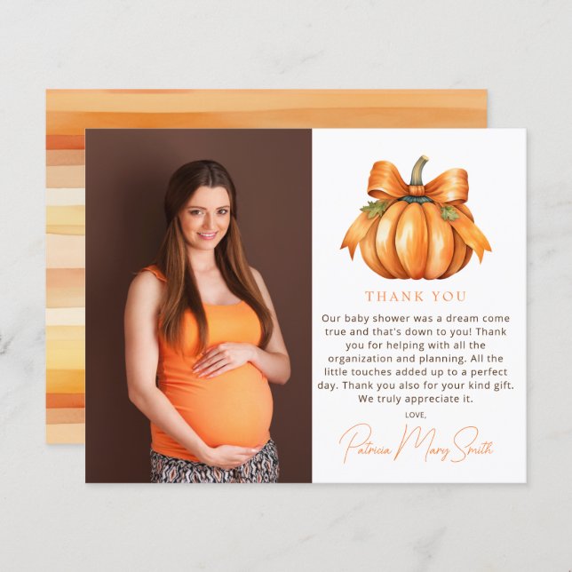Budget Little Pumpkin Baby Shower Thank You (Front/Back)