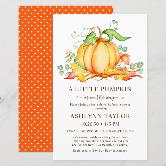 Budget Little Pumpkin Drive By Baby Shower (Front/Back)