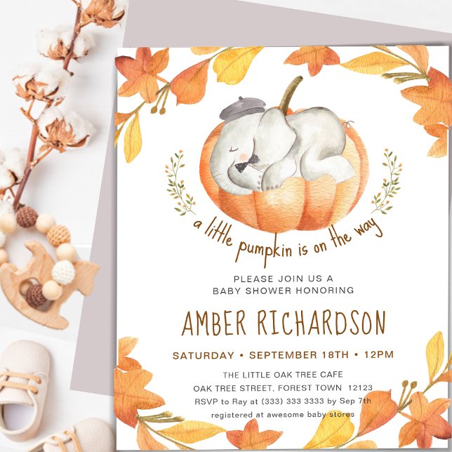 BUDGET Little Pumpkin Elephant Boy Baby Shower Flyer (Creator Uploaded)