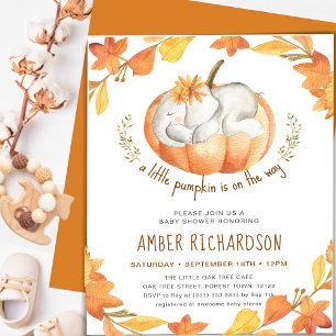 BUDGET Little Pumpkin Elephant Girl Baby Shower Flyer