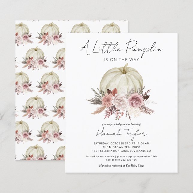 Budget Little Pumpkin Girl Baby Shower Invitation (Front/Back)