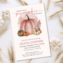 BUDGET Little Pumpkin Girl Baby Shower Invitation