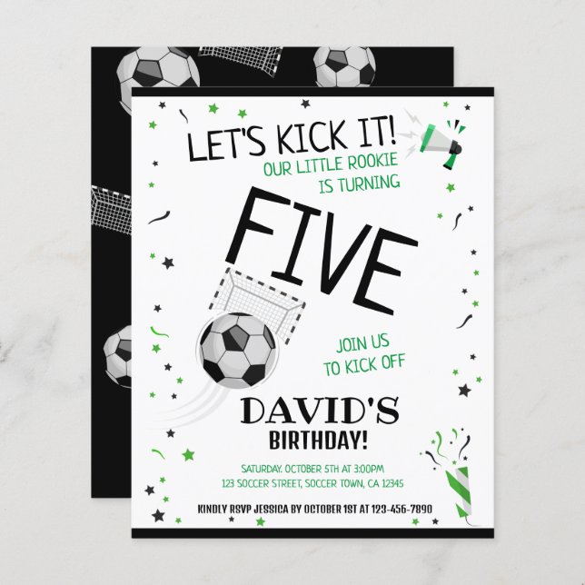 Budget Little Rookie Soccer Birthday Invitation (Front/Back)