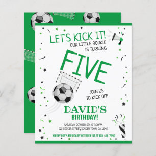 Budget Little Rookie Soccer Green Birthday Invite