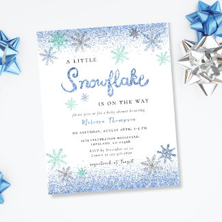Budget Little Snowflake Baby Shower Invitation