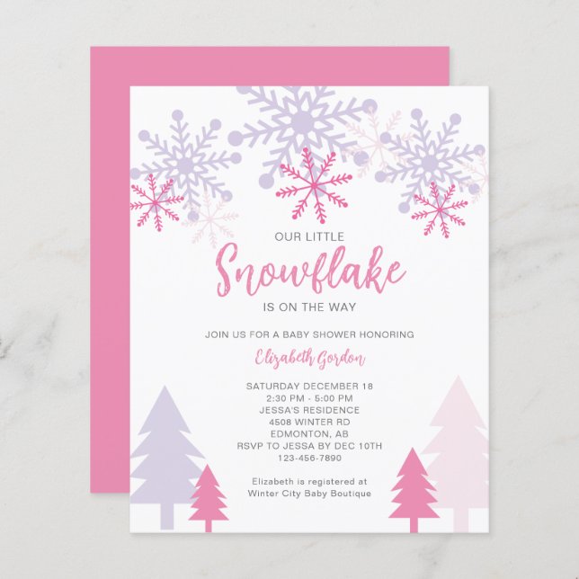 Budget Little Snowflake Baby Shower Winter (Front/Back)