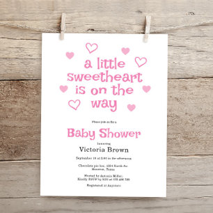 Budget Little sweetheart Girl Baby Shower Invite