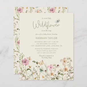Budget Little Wildflower Girl Baby Shower Invite