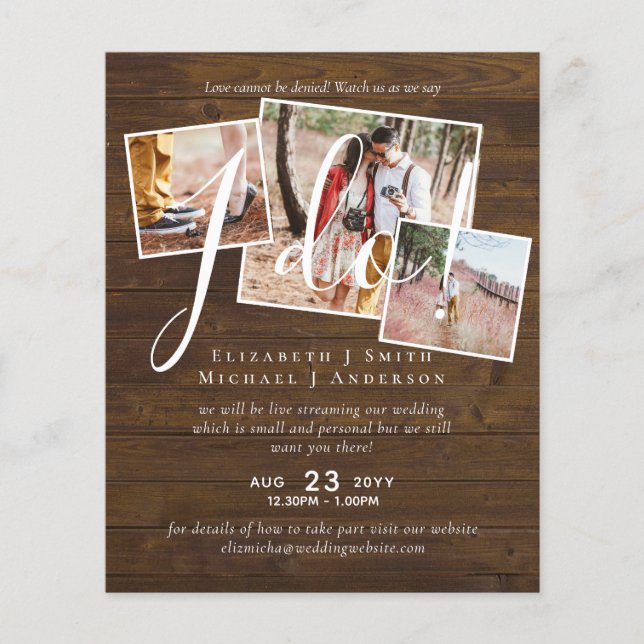 BUDGET Livestreaming Wedding Virtual PHOTO Invite (Front)