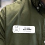 Budget Logo Business Store Identification Badge, Name Tag<br><div class="desc">Name tag with room for name,  title,  and logo.</div>