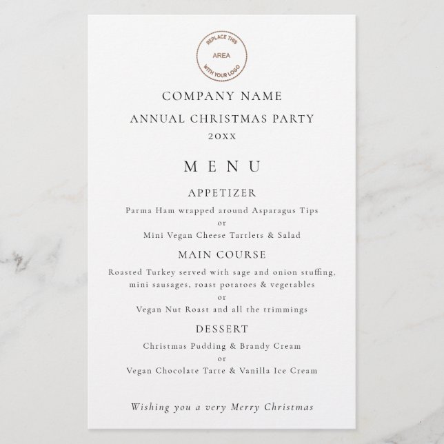 Budget Logo Company Christmas Party Menu (Front)