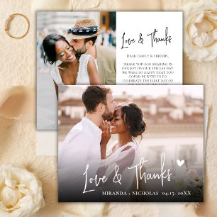 Budget LOve and Thanks 2 Photo Wedding Thank You 