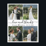 Budget Love and Thanks Collage Wedding Thank You Flyer<br><div class="desc">Elegant, minimalist black and white hand written 4 photo collage personalized wedding thank you personalized affordable low budget THIN card. ***PLEASE NOTE, SCROLL DOWN FOR MORE INFO!*** Stylish wedding thank you card template featuring four (4) photo on the front and one (1) photo on the back side. With the text...</div>